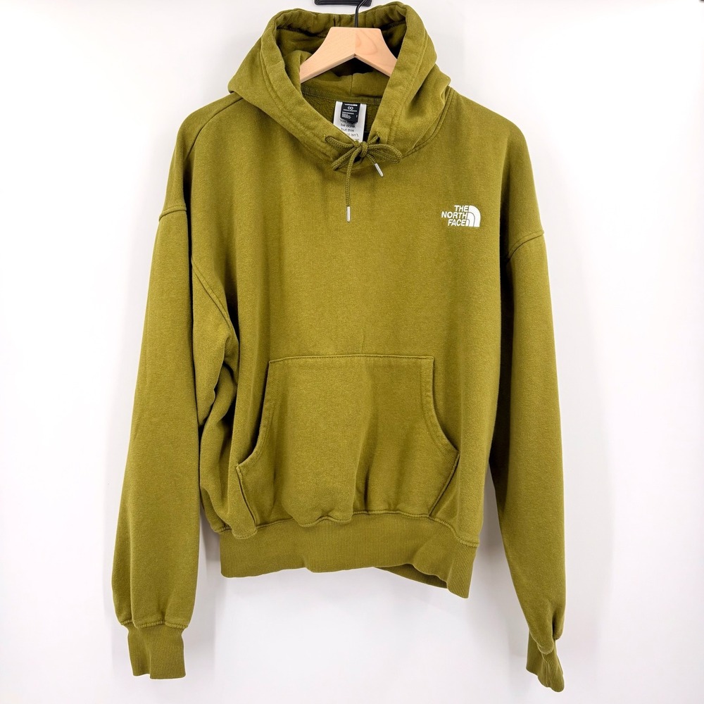 The North Face Hoodie Mens Small Olive Green Excellent Circular Design Pullover